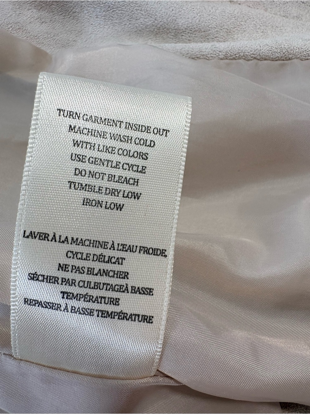SL8 Beige Faux Suede Moto Jacket Size Small Asymmetrical Zip Draped Collar - Picture 14 of 14